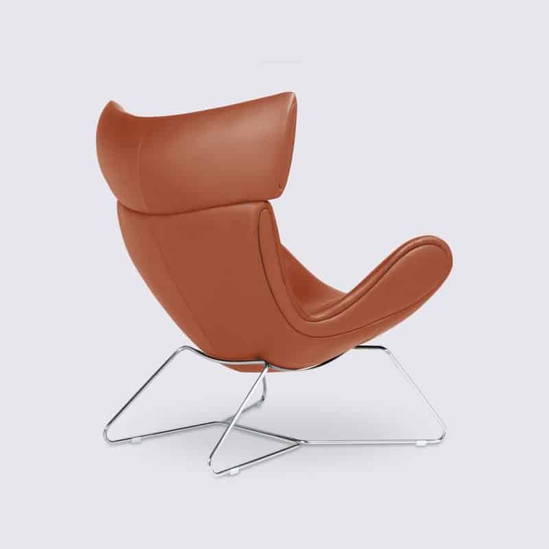 fauteuil lounge design imola danois en cuir cognac base fixe