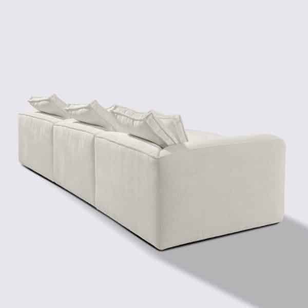 canapé d'angle droit velours texturé blanc modulable 4 place marbellia haut de gamme luxe large assise xxl méridienne
