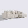 canapé d'angle droit velours texturé crème modulable 4 place marbellia haut de gamme luxe large assise xxl méridienne