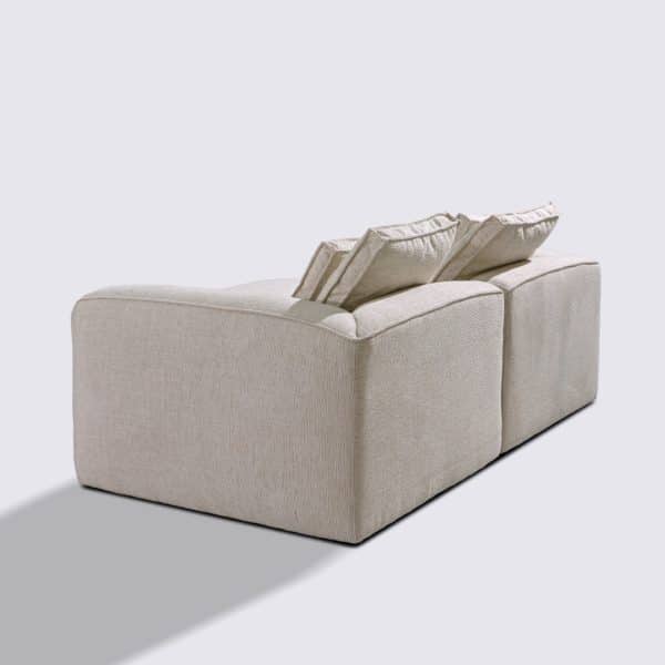 canapé angle gauche tissu linen beige modulable 3 places marbellia haut de gamme luxe large assise xxl méridienne