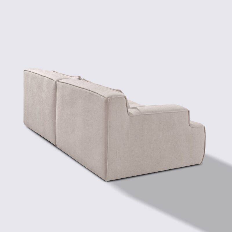 canapé droit tissu beige modulable 3 places lorenzo rectangulaire haut de gamme luxe large assise xxl