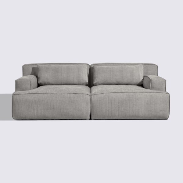 canapé  velours côtelé gris clair modulable 3 places lorenzo rectangulaire haut de gamme luxe large assise xxl