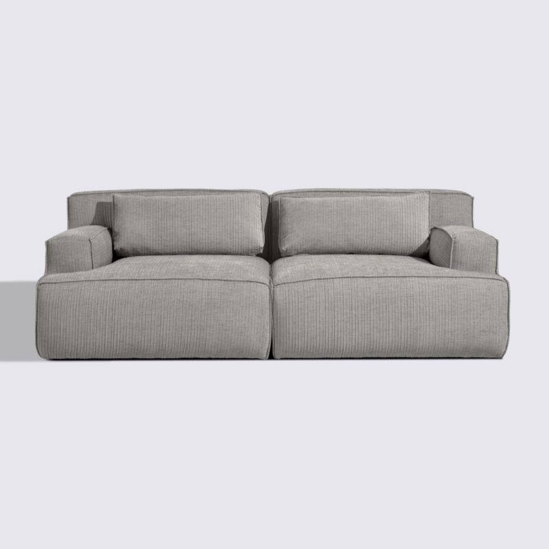 canapé velours côtelé gris clair modulable 3 places lorenzo rectangulaire haut de gamme luxe large assise xxl