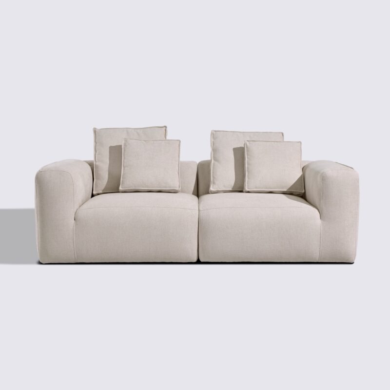 canapé tissu crème beige modulable 3 places marbellia haut de gamme luxe large assise xxl