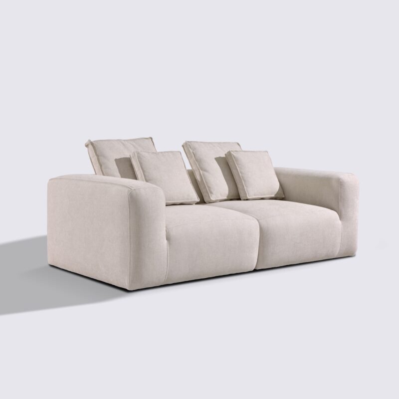 canapé tissu beige modulable 3 places marbellia haut de gamme luxe large assise xxl
