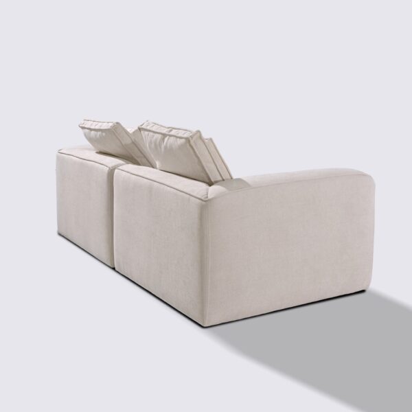 canapé droit tissu crème beige modulable 3 places marbellia haut de gamme luxe large assise xxl