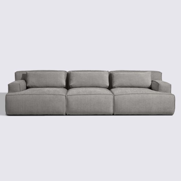 canapé en velours côtelé gris clair modulable 4 places gris clair lorenzo rectangulaire haut de gamme luxe large assise xxl