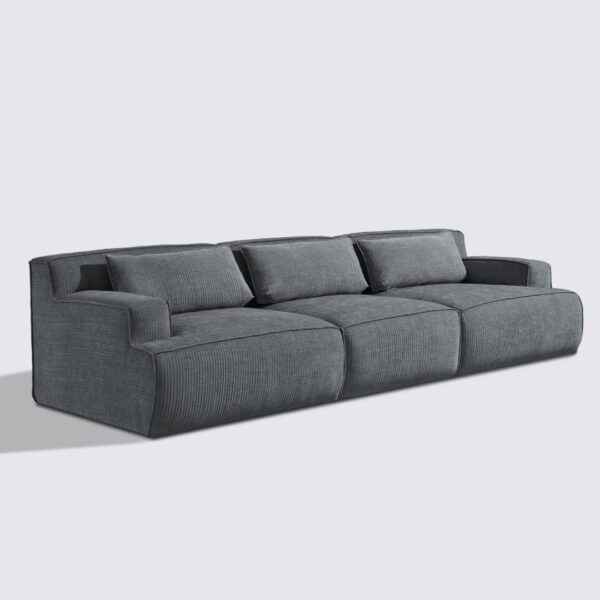 canapé velours côtelé gris foncé modulable 4 places lorenzo rectangulaire haut de gamme luxe large assise xxl