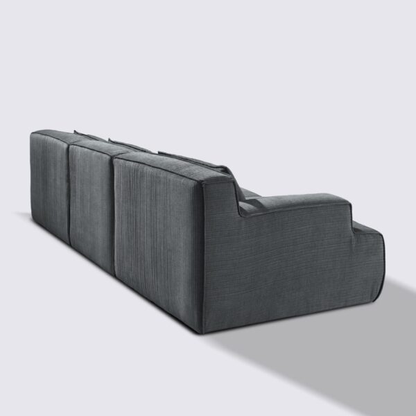 canapé salon velours côtelé gris foncé modulable 4 places lorenzo rectangulaire haut de gamme luxe large assise xxl