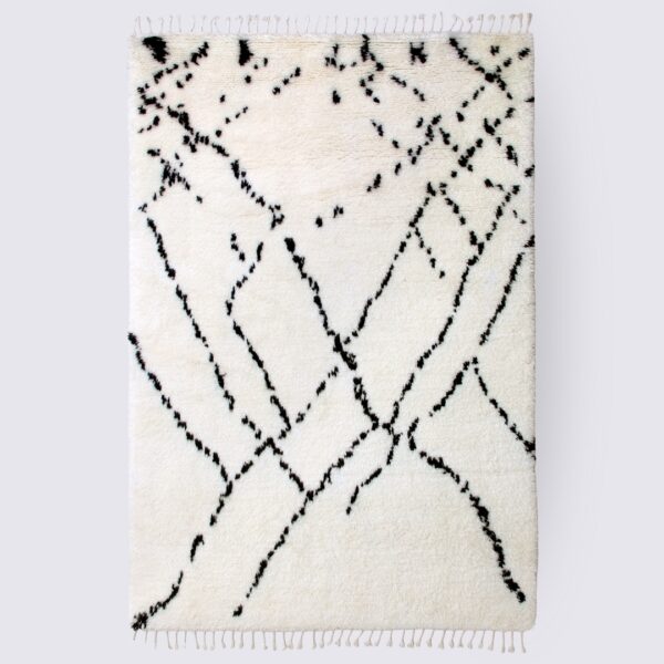 tapis de salon berbère marocain beige noir fait main montagne en laine nouvelle zelande 200x300cm atlas