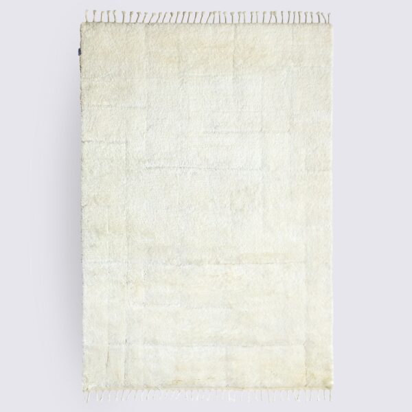 tapis de salon berbère marocain blanc crème fait main en laine nouvelle zelande 160x230cm nihal