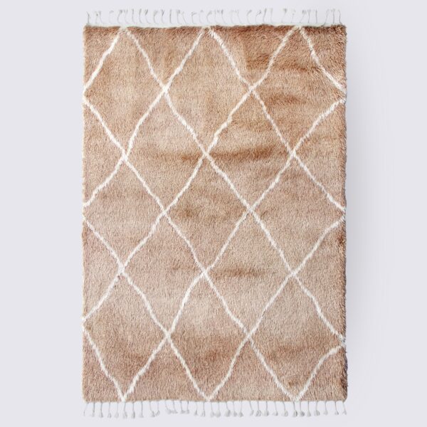 tapis de salon berbère morrocan losange blanc taupe fait main classique en laine nouvelle zelande 160x230cm samara