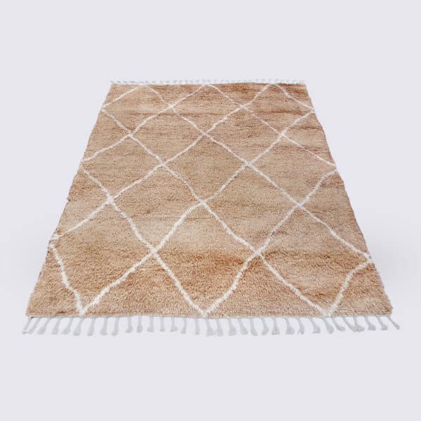 tapis salon berbère marocain losange blanc taupe fait main classique en laine nouvelle zelande 160x230cm samara