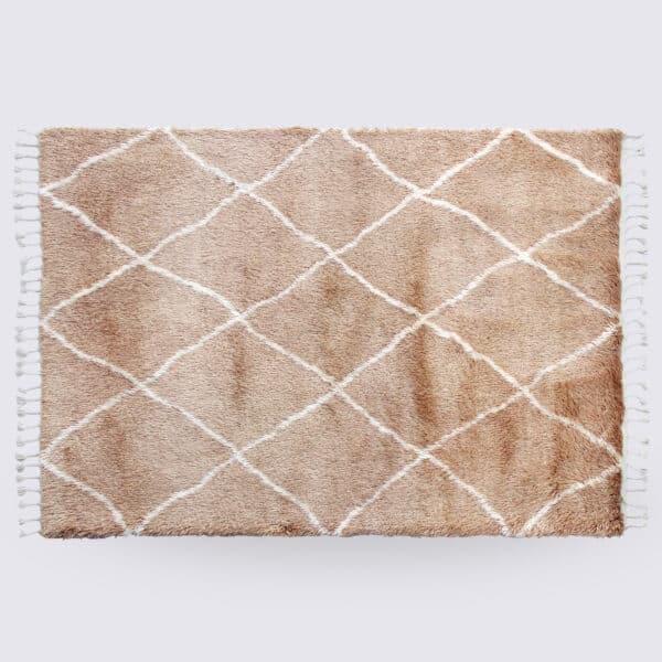 tapis de salon berbère marocain losange blanc taupe fait main classique en laine nouvelle zelande 160x230cm samara