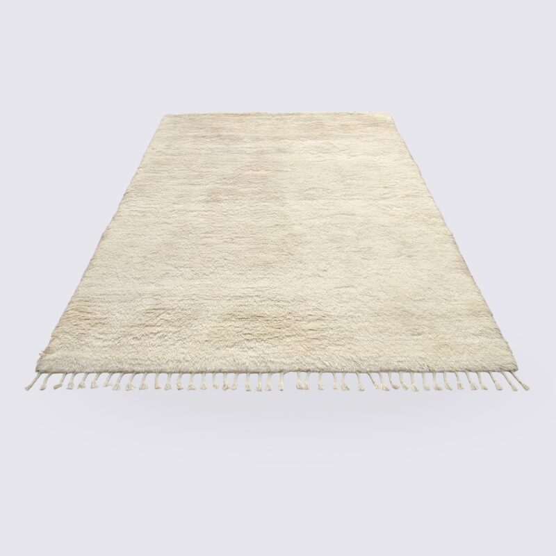 tapis berbère beige fait main shaggy en laine nouvelle zelande 160x230cm isra