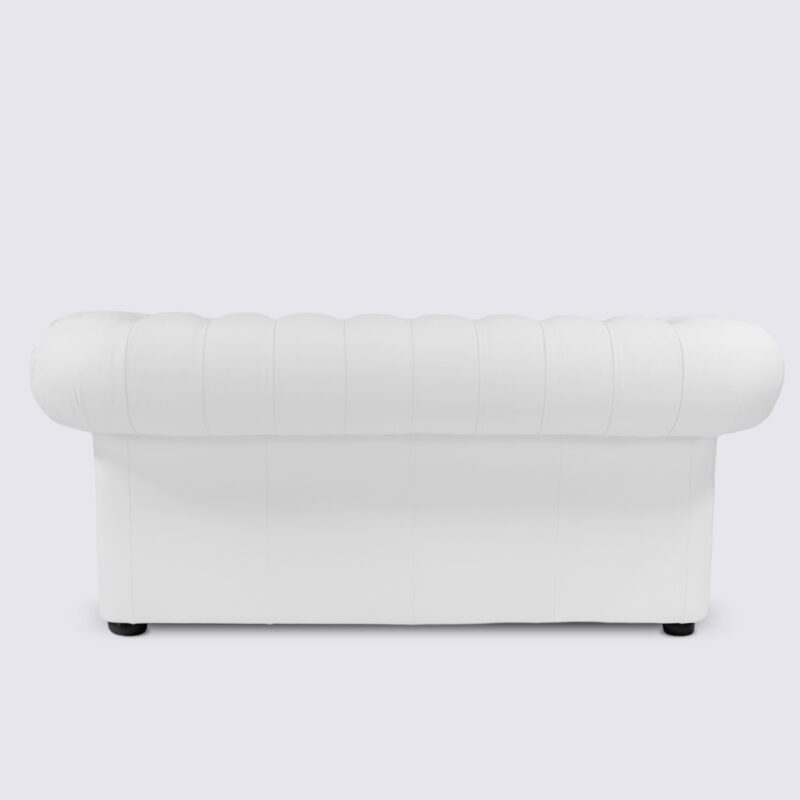 Canapé Chesterfield 2 places cuir blanc aniline italien capitonné