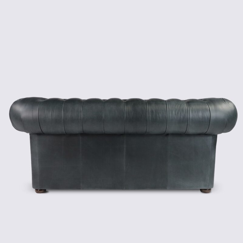 canapé chesterfield 2 place gris foncé nuit aniline anglais capitonné