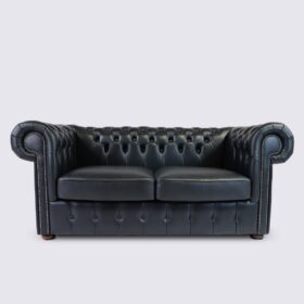 Canapé Chesterfield 2 places en cuir aniline Italien noir - Smith