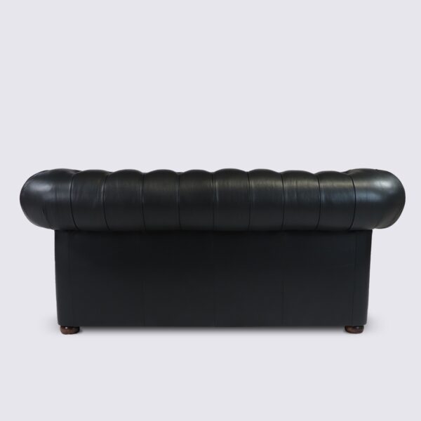 canapé chesterfield 2 place noir aniline italien capitonné