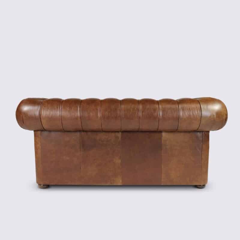 canapé chesterfield 2 places cuir marron vintage aniline anglais capitonné