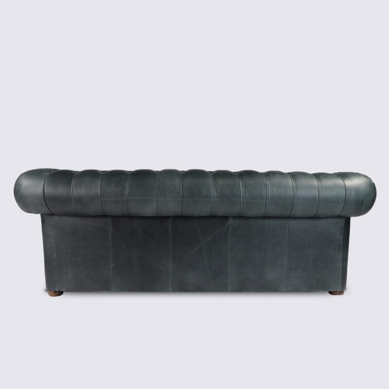 canapé chesterfield 3 place gris foncé nuit aniline anglais capitonné