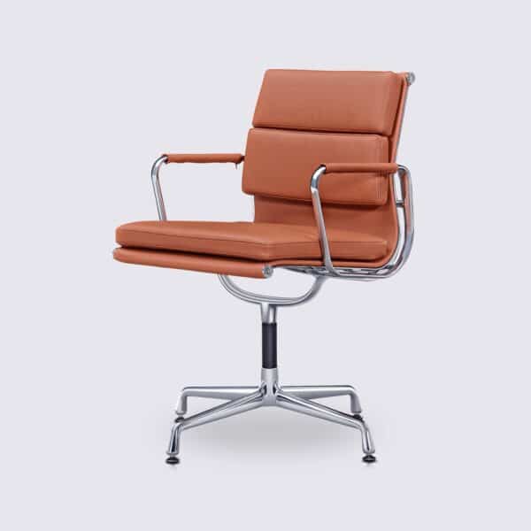 soft pad ea208 office chair cognac leather copy ergonomic fixed base