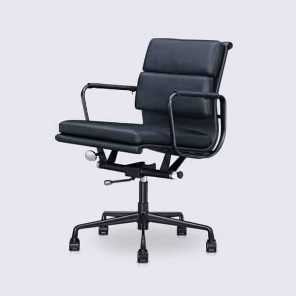 eams soft pad office chair ea217 black leather copy with castor ergonomic black aluminium base