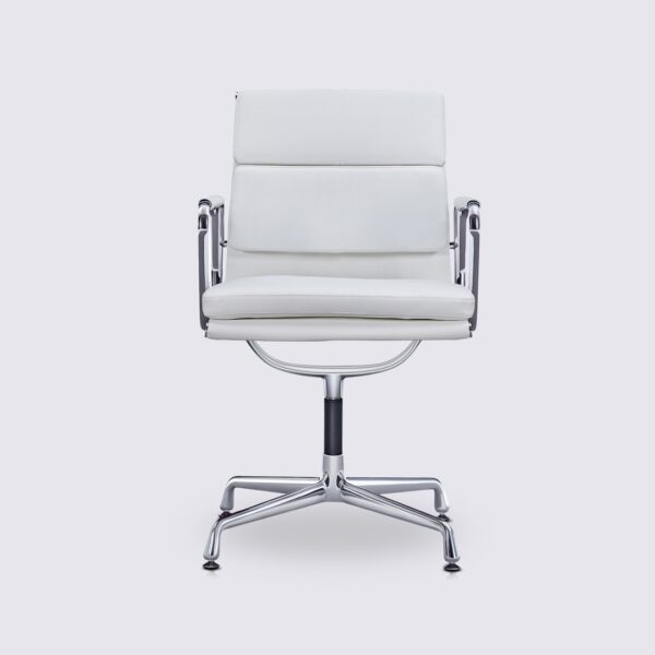 soft pad office chair ea208 white leather copy ergonomic fixed base