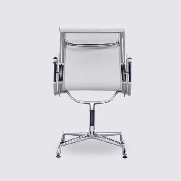 ea208 sedia da ufficio ergonomica con imbottitura morbida in pelle bianca copia eames base fissa