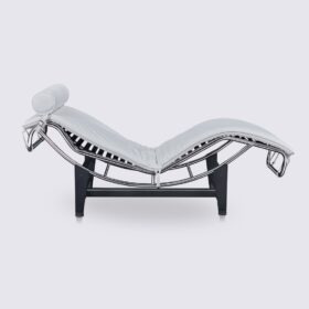 Chaise longue en cuir pleine fleur blanc - Giovanni