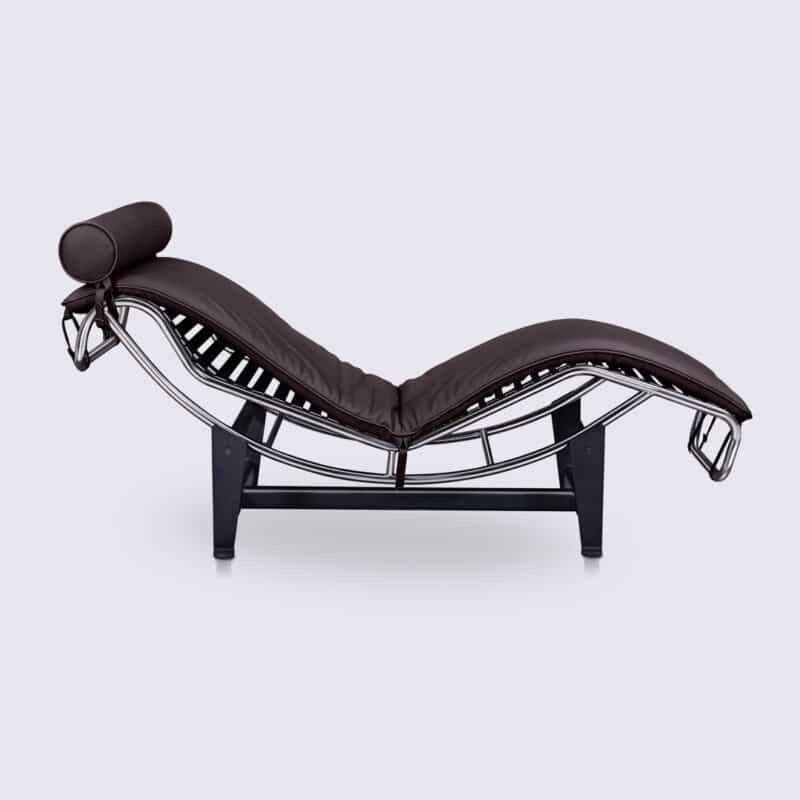 chaise longue lc4 le corbusier replica cuir marron foncé salon