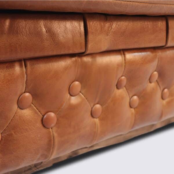 fauteuil chesterfield 1 place cuir cognac vintage aniline anglais capitonné