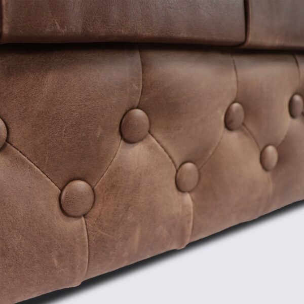 fauteuil chesterfield 1 place cuir marron chocolat aniline italien capitonné