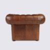 fauteuil chesterfield 1 place cuir marron aniline anglais capitonné