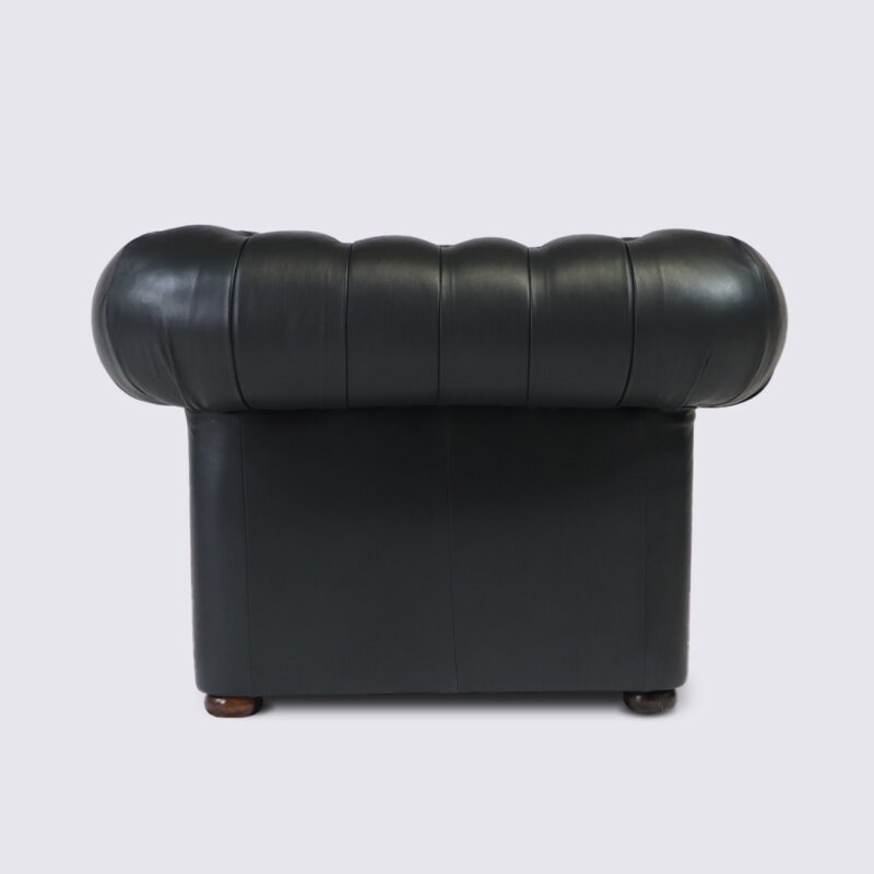 fauteuil chesterfield 1 place cuir noir anglais capitonné