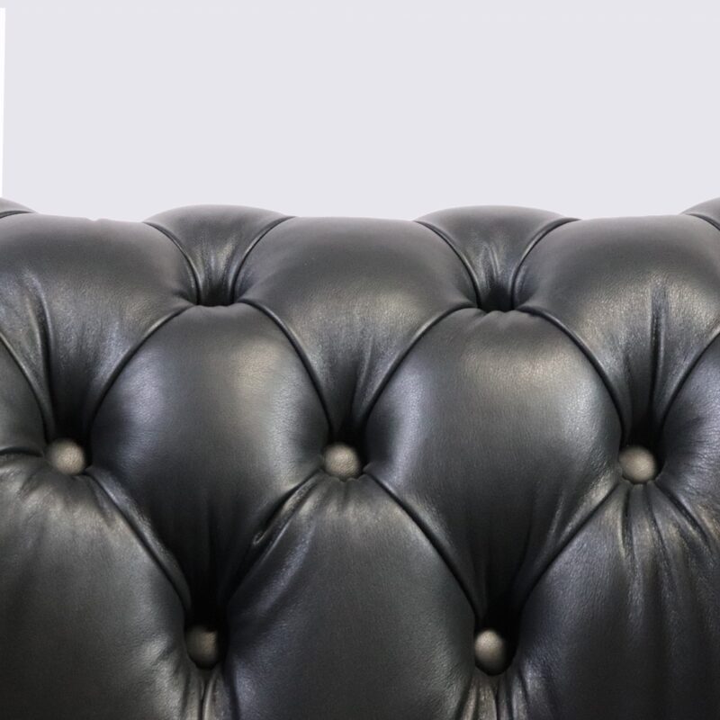 fauteuil chesterfield 1 place cuir noir aniline italien