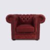 fauteuil chesterfield 1 place cuir rouge aniline anglais capitonné