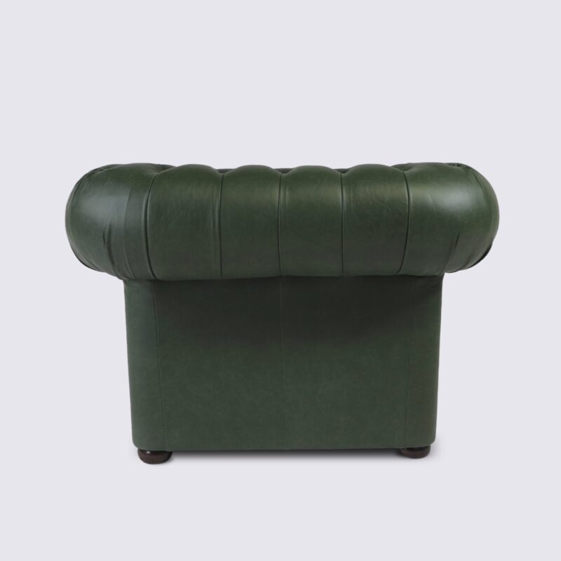 fauteuil chesterfield 1 place cuir vert émeraude aniline italien capitonné