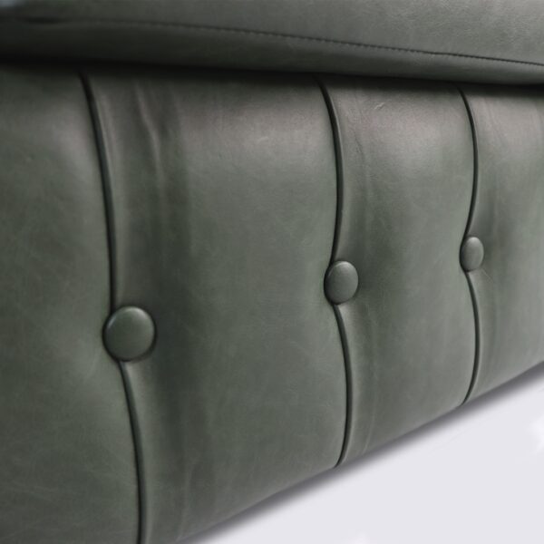 fauteuil chesterfield 1 place cuir vert émeraude aniline capitonné