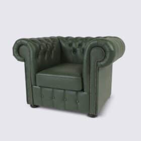 Fauteuil chesterfield en cuir aniline vert émeraude – Smith