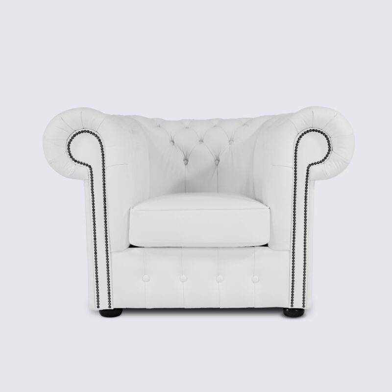 fauteuil chesterfield cuir blanc aniline anglais salon 1 place