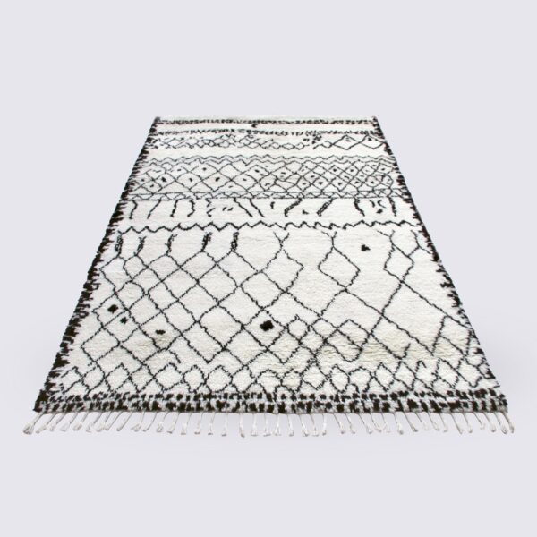 blanco y negro shaggy marroquí de lana hecha a mano bereber salón alfombra nueva zelanda 160x230cm hiba