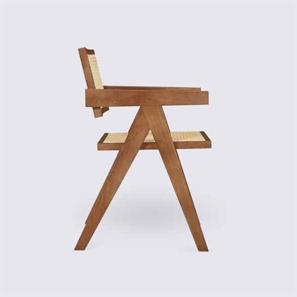 chaise chandigarh le corbusier en bois massif noyer rotin naturel design