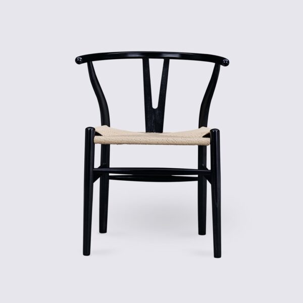 set di 2 sedie a spina di pesce CH24 in frassino nero e rattan naturale Hans Wegner Carl Hansen