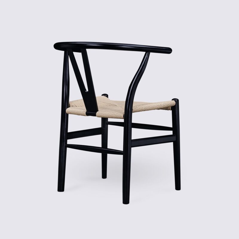 set di 2 sedie da pranzo a spina di pesce in frassino nero e rattan naturale CH24 Hans Wegner Carl Hansen copia