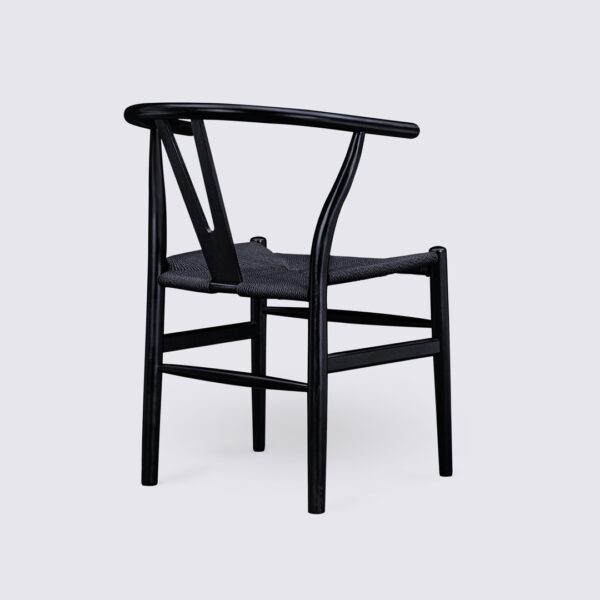 Conjunto de 2 cadeiras de esqueleto CH24 em madeira de freixo preto e rotim preto Hans Wegner Carl Hansen 3