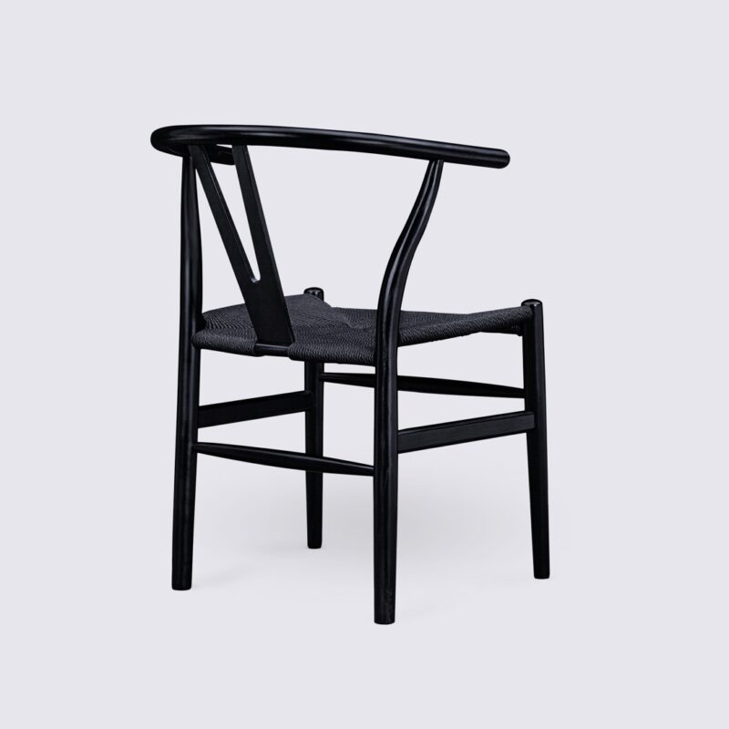 Juego de 2 sillas wishbone CH24 de madera de fresno negro y ratán negro Hans Wegner Carl Hansen 3