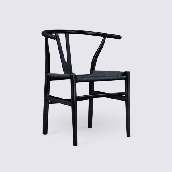 cadeiras wishbone em madeira de freixo preto e rotim preto CH24 Hans Wegner Carl Hansen 3