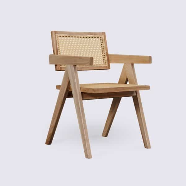 lot 2 chandigarh le corbusier chair in solid ash wood and natural rattan design