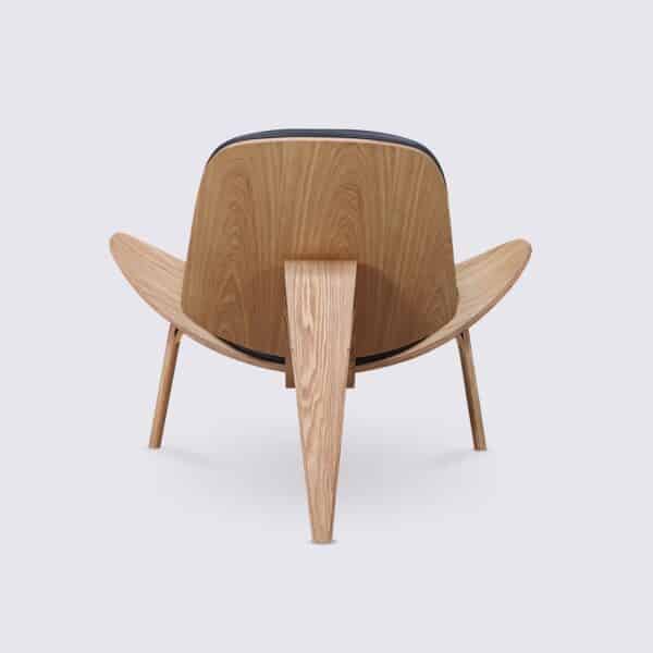 copy shell chair ch07 hans wegner in ash wood and black leather tripod design for the living room